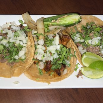 Mexico City Restaurant - Tradicional Tacos: Asada, Al Pastor, and Barbacoa (left to right) - Mexican Near Me - Warren, Michigan Mexico City Restaurant - Tradicional Tacos: Asada, Al Pastor, and Barbacoa (left to right) - Mexican Near Me - Warren, Michigan