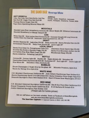 Menu photo 5 The Sand Bar Capitola, CA