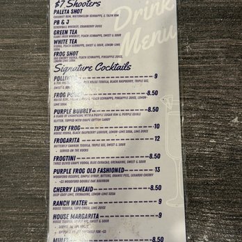 The Purple Frog FW - Drink Menu Dec 2025 - Seafood Near Me - Fort Worth, Texas
