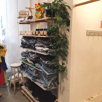 Awoke Vintage - Denim shorts w/ candles - Women's Clothing Near Me - Brooklyn, New York