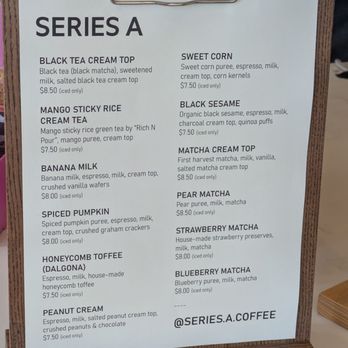 Series A Coffee - First drink menu - Coffee & Tea Near Me - Beverly Hills, California Series A Coffee - First drink menu - Coffee & Tea Near Me - Beverly Hills, California