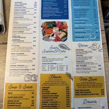 Happy Fish Sushi - Back of menu - Sushi Bars Near Me - Pembroke Pines, Florida