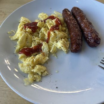 Jam + Toast - T&J breakfast meal - scrambled eggs with chicken sausage - Breakfast & Brunch Near Me - Frisco, Texas