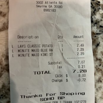 bp - Overpriced Charges. Beware they try not to give receipts to customers. They are scammers. - Gas Stations Near Me - Smyrna, Georgia
