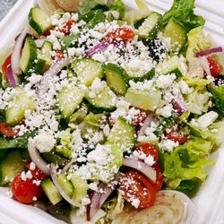 Tailwinds Georgian Bay - Romaine, Marinated Grape Tomatoes, Kalamata Olives, Cucumbers, Red Onions, Feta Cheese & Lemon Herb Vinaigrette - Available for Take Out!