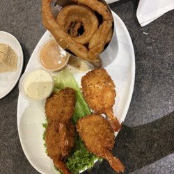 Hug-Hes American Kitchen - Coconut shrimp and onion rings