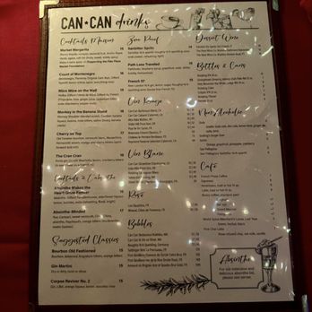 Can Can Culinary Cabaret - Drink menu - French Near Me - Seattle, Washington