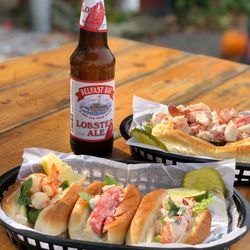 The Lobster Haul - Front is the lobster sliders and in back, the jumbo lobster mayonnaise roll.  The latter had a good pound of lobster!