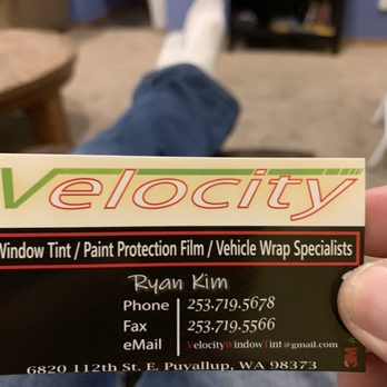 Velocity Window Tint & PPF - Gave me his card to set up the tint of my vehicle after selling my car to him.then reniged - Car Window Tinting Near Me - Puyallup, Washington