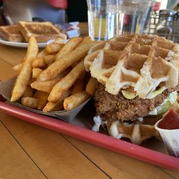 Chicken and waffle sandwich!