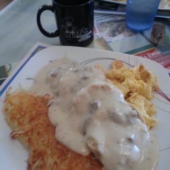 Stuff’s Restaurant - Biscuits n' gravy with hash browns and scrambled eggs. - American Near Me - Wisconsin Dells, Wisconsin