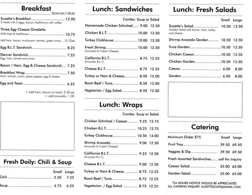 Menu photo 1 Suzette's Cafe Port Coquitlam, BC
