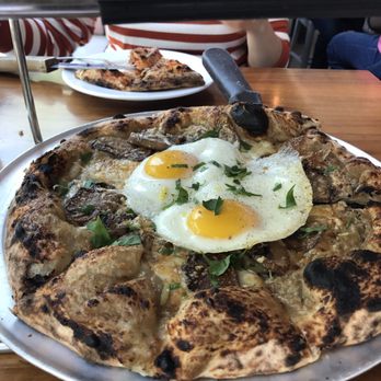 Area Four - Mushroom pizza with eggs - Pizza Near Me - Cambridge, Massachusetts