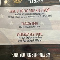 American Legion Post No 545 - Menu