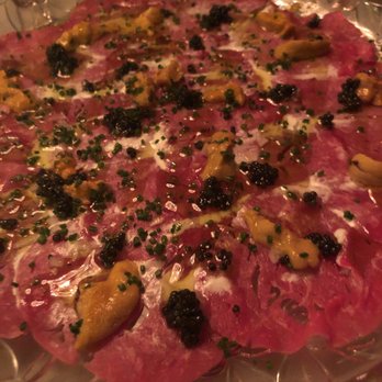 The Clam Bar - beef carpaccio with uni and caviar - Seafood Near Me - New York, New York