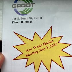 Groot Industries - Their flier to let us know about the change in our city.