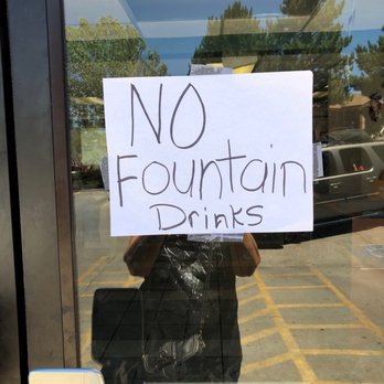 Burger King - no fountain drinks sign in window - Fast Food Near Me - Show Low, Arizona Burger King - no fountain drinks sign in window - Fast Food Near Me - Show Low, Arizona