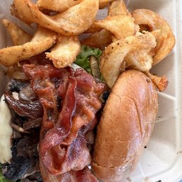 Makawao Mushroom Onion & Bacon Swiss Burger