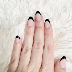 Beyond Beauty Nails And Spa - Almond Shaped Black French Tips