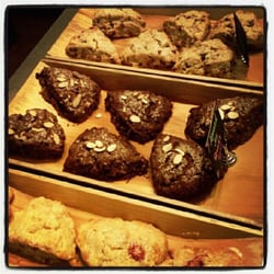 Blackbird Bakery - Variety of scones available daily...pictured: strawberry, almond joy, and cinnamon chip