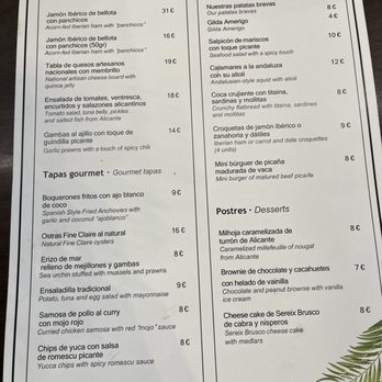 Fondillon - Tapas menu - Tapas Bars Near Me - Alicante, A