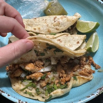 Pacos Bussin Tacos - Pollo taco. (Chicken) on flour tortilla with onion, cilantro, cheese and lime. - Tacos Near Me - Crestview, Florida