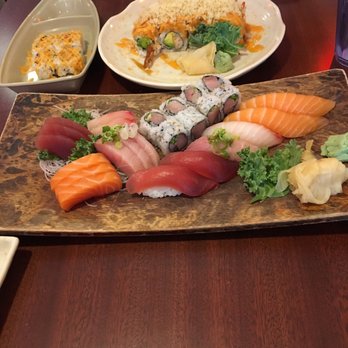 Umi Sushi - Sushi sashimi combo, Yoshi's roll, and sweet potatoes (comp) makes it a very yummy lunch. - Japanese Near Me - Fresh Meadows, New York Umi Sushi - Sushi sashimi combo, Yoshi's roll, and sweet potatoes (comp) makes it a very yummy lunch. - Japanese Near Me - Fresh Meadows, New York