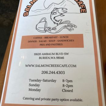Salmon Creek Cafe - Menu - Breakfast & Brunch Near Me - Burien, Washington Salmon Creek Cafe - Menu - Breakfast & Brunch Near Me - Burien, Washington