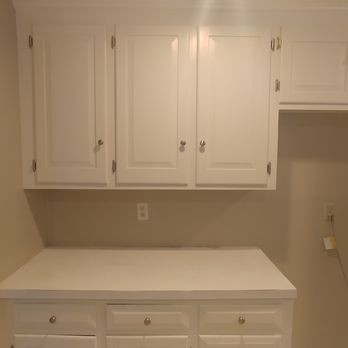 Boston Plastering - Kitchen cabinets painted and walls skim-coated and painted. - Painters Near Me Boston Plastering - Kitchen cabinets painted and walls skim-coated and painted. - Painters Near Me