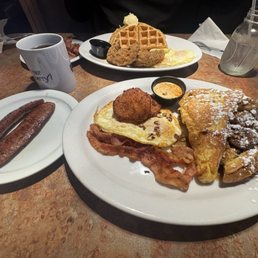 Bananas Foster Platter with a extra side of grilled Andouille sausage Bananas Foster Platter with a extra side of grilled Andouille sausage