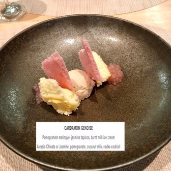 PAI Honolulu - CARDAMOM GENOISE Pomegranate meringue, jasmine tapioca, burnt milk ice cream - New American Near Me - Honolulu, Hawaii