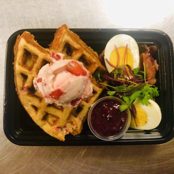 Fran's Kitchen - Keto waffles, strawberries and cream, blackberry compote - Food Delivery Services Near Me - Tempe, Arizona
