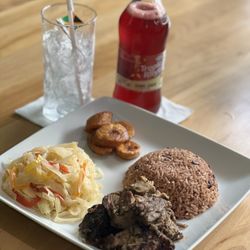 Taste of Trelawny - Jerk pork, rice and peas, cabbage, plantains, Sorrel Ginger