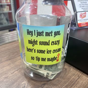 Coney Waffle - Cute tip jar! It had different sayings all the way around! How could you NOT put a dollar in this jar???? - Ice Cream & Frozen Yogurt Near Me - Belmar, New Jersey Coney Waffle - Cute tip jar! It had different sayings all the way around! How could you NOT put a dollar in this jar???? - Ice Cream & Frozen Yogurt Near Me - Belmar, New Jersey