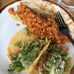 2 of the 3 chicken tacos in the order, I had 2 my wife took one. She also took the beans.