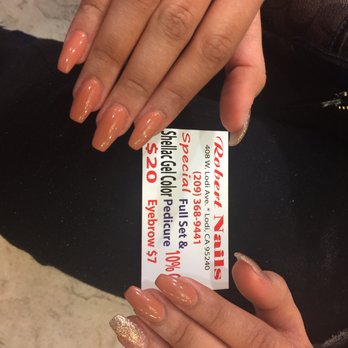 Robert Nails Spa - Long coffin nails with glitter accent nail - Nail Salons Near Me - Lodi, California