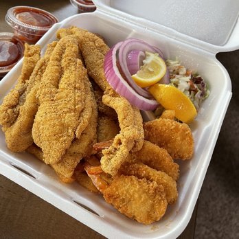 Bubba's Catfish-2-Go - Seafood platter with catfish and shrimp and fries - American Near Me - Hot Springs, Arkansas