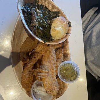 Gourmet Soul - Fried Fish Collard Greens w/Smoked Turkey - Southern Near Me - Saint Louis, Missouri Gourmet Soul - Fried Fish Collard Greens w/Smoked Turkey - Southern Near Me - Saint Louis, Missouri