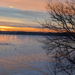 Historic Rock Tavern - Winter sunset from the dining room windows