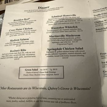 Quivey's Grove - Menu - New American Near Me - Fitchburg, Wisconsin