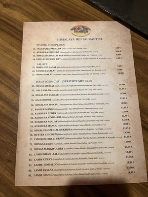 Menu photo 1 Himalaya Restaurant Bayreuth, BY