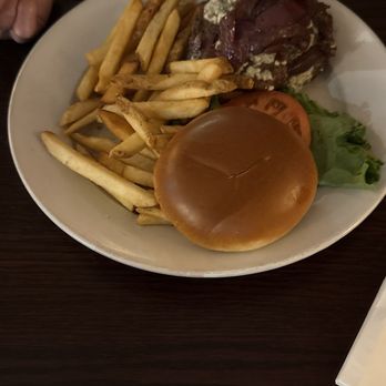 Great Outdoors Restaurant - Blue burger with fries - American Near Me - High Springs, Florida Great Outdoors Restaurant - Blue burger with fries - American Near Me - High Springs, Florida