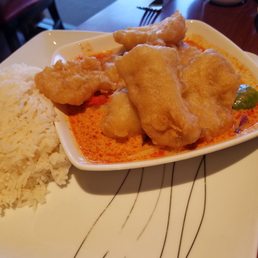 Lunch special cod pineapple curry. Huge and delicious! Lunch special cod pineapple curry. Huge and delicious!