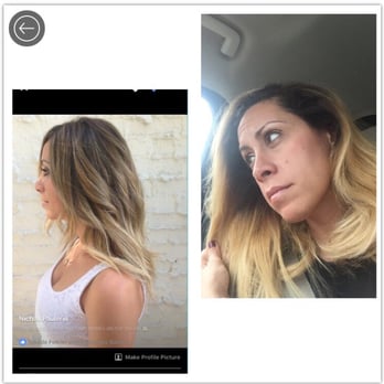 Elements Salon - Picture on the left is the before picture on the right is after.  The worst hair salon I've ever been to. - Hair Salons Near Me - Houston, Texas