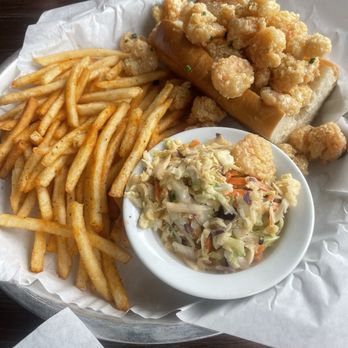 Sam's Chowder House - Popcorn shrimp sandwich with coleslaw and fries - Seafood Near Me - Half Moon Bay, California Sam's Chowder House - Popcorn shrimp sandwich with coleslaw and fries - Seafood Near Me - Half Moon Bay, California