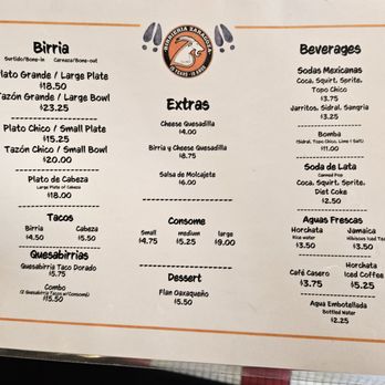Birrieria Zaragoza - Menu on 10/22/2023 - Tacos Near Me - Chicago, Illinois
