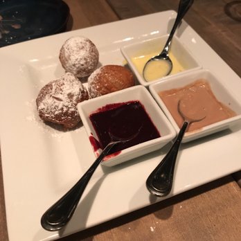Gather in Jackson Hole - Dessert beignets with raspberry, chocolate, and vanilla dipping sauces! - New American Near Me - Jackson, Wyoming Gather in Jackson Hole - Dessert beignets with raspberry, chocolate, and vanilla dipping sauces! - New American Near Me - Jackson, Wyoming