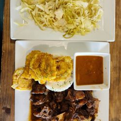 Angie's Cafe - Oxtails, red beans, white rice, and cabbage