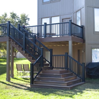 Enhanced Outdoor Living - Composite Deck and Stairway with Aluminum Railings. - Decks & Railing Near Me Enhanced Outdoor Living - Composite Deck and Stairway with Aluminum Railings. - Decks & Railing Near Me