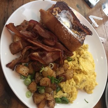 Milkweed - French toast and scrambled eggs with bacon. - New American Near Me - Boston, Massachusetts Milkweed - French toast and scrambled eggs with bacon. - New American Near Me - Boston, Massachusetts